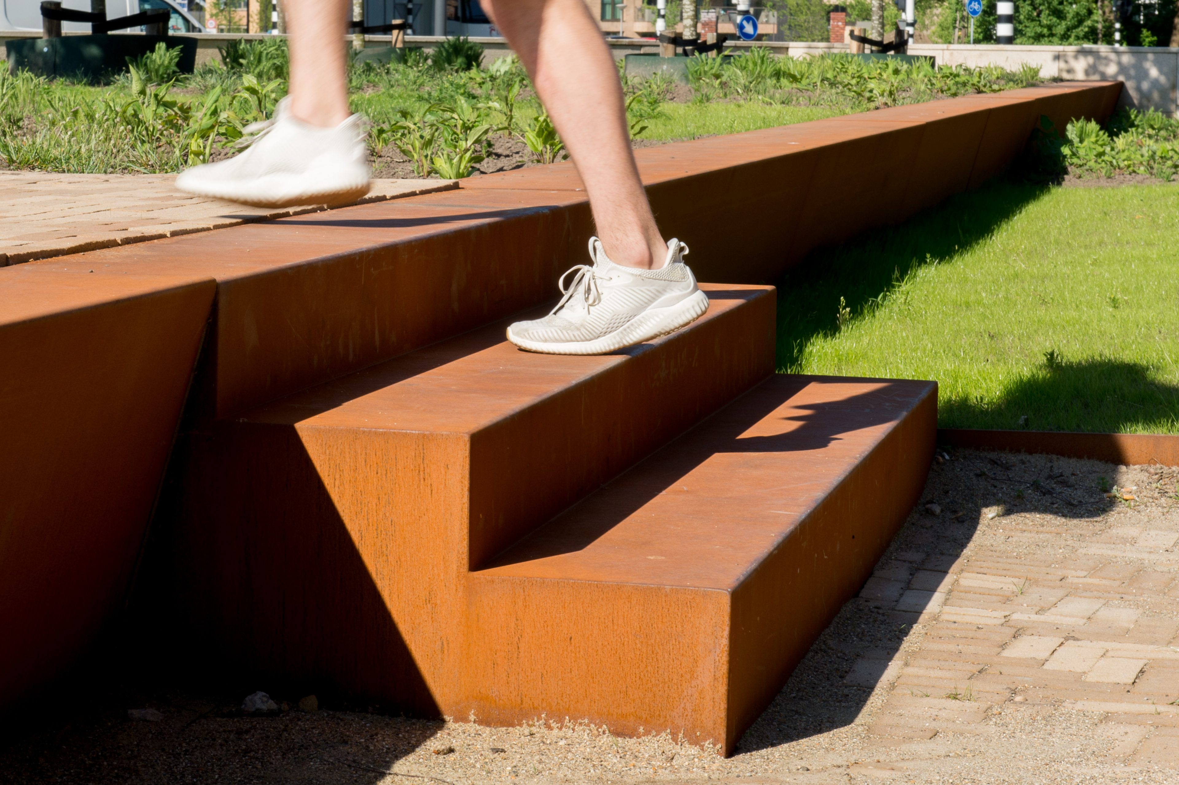 Benches and corten steel edges